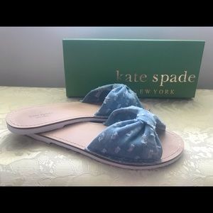 Kate Spade Light Blue and White Sandals. Size 9.